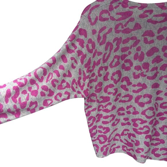Hannah Rose 100% Cashmere Sweater Sx XS Leopard Pink Gray Soft Warm Chalet - Picture 4 of 6